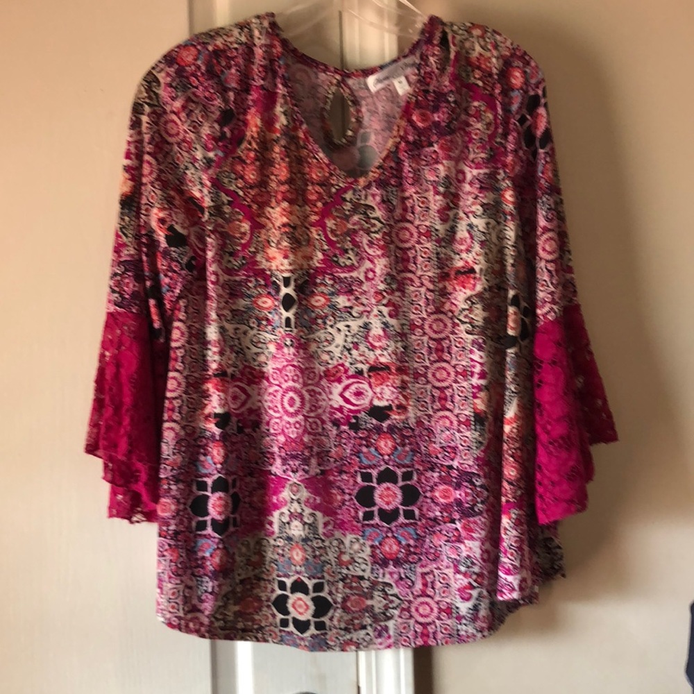 Stem and Vine Bohemia style Blouse. Size Medium, lightweight 3/4 length sleeves